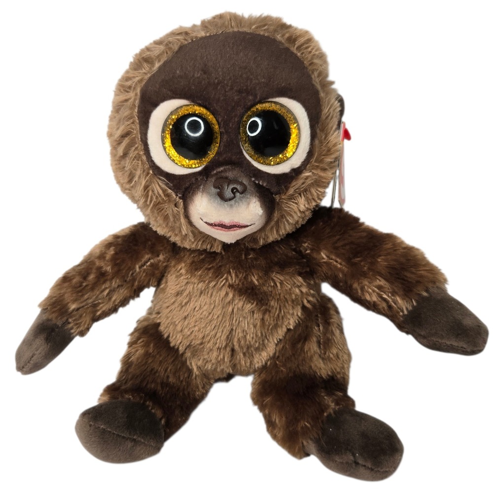 Ty Chessie Monkey 8" Beanie Boo Brown‎ Stuffed Plush Gold Glitter Eyes NWT 2022